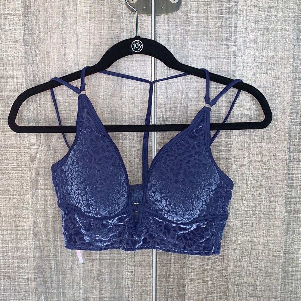 Victoria's Secret PINK Burnout Velvet Floral Strappy‎ Bralette.